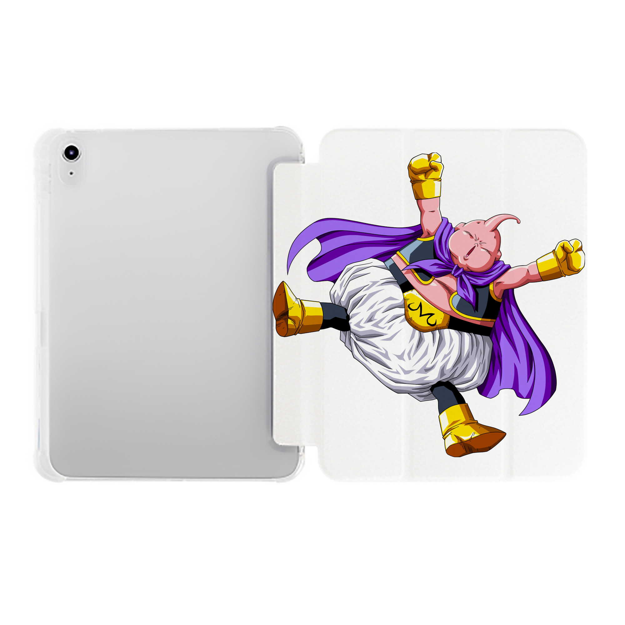 （画像用） ドラゴンボール 魔人ブウ DRAGON BALL Majin Buu IPad ケース ペン収納付き 三つ折りスタンド PUレザー×シリコン 対応機種9.5/10.5/10.9インチ